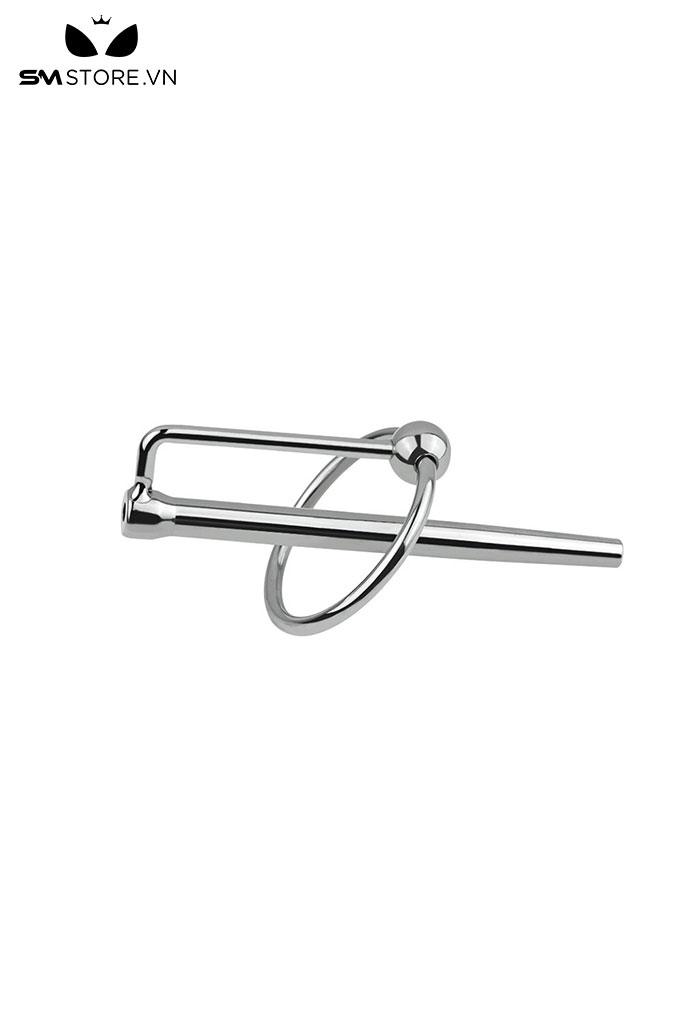 SMT4235 - Đồ chơi niệu đạo inox cho nam có móc nối với bi tròn dài 80mm