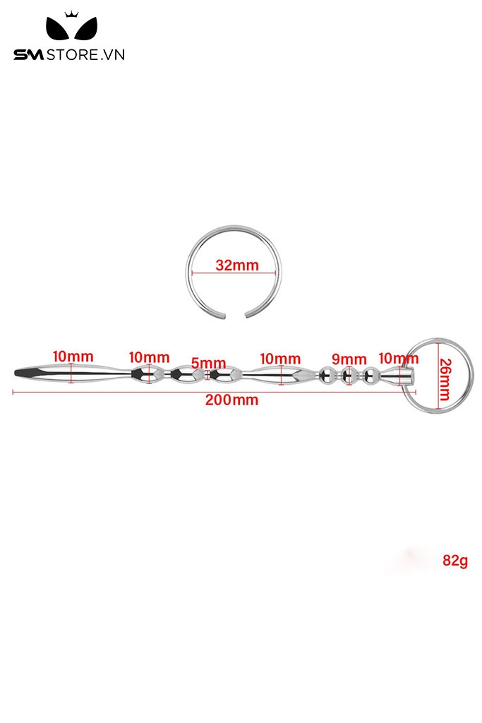 SMT4238 - Đồ chơi kích thích niệu đạo inox cao cấp với chuỗi hạt tròn