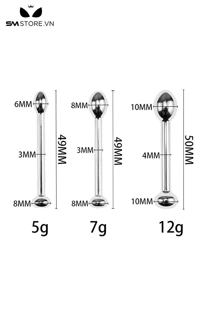 SMT4243 - Đồ chơi niệu đạo inox dạng thẳng có nút cắm mắt ngựa