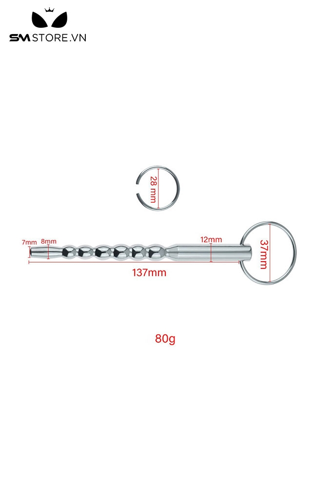 SMT4249 - Đồ chơi niệu đạo thông lỗ tiểu với chuỗi các nốt sần 137mm