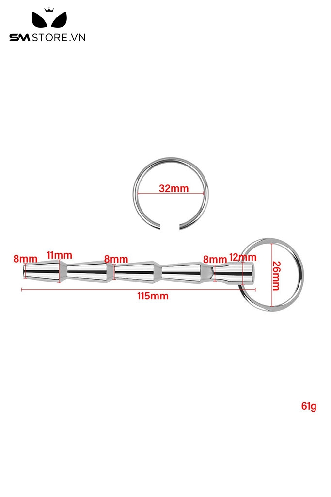 SMT4252 - Đồ chơi niệu đạo inox cao cấp với thân gợn sóng dài 12cm