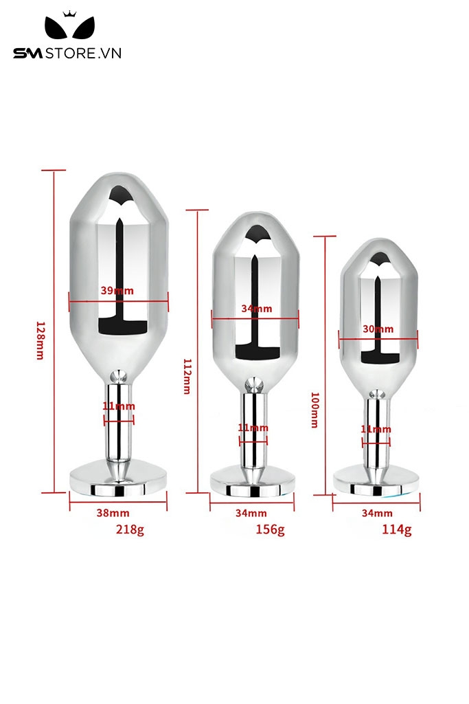 SMT4256 - Đồ chơi hậu môn inox cao cấp dáng hình thoi thuôn dài