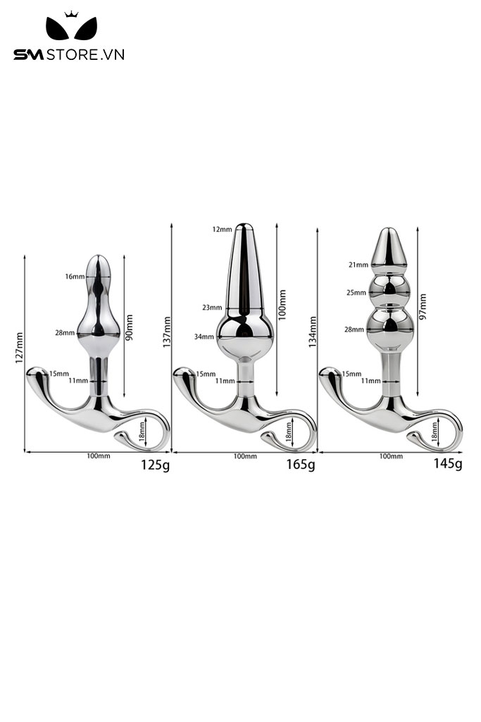 SMT4262 - Butt plug inox cao cấp thiết kế 3 tầng với phần đế lượn sóng