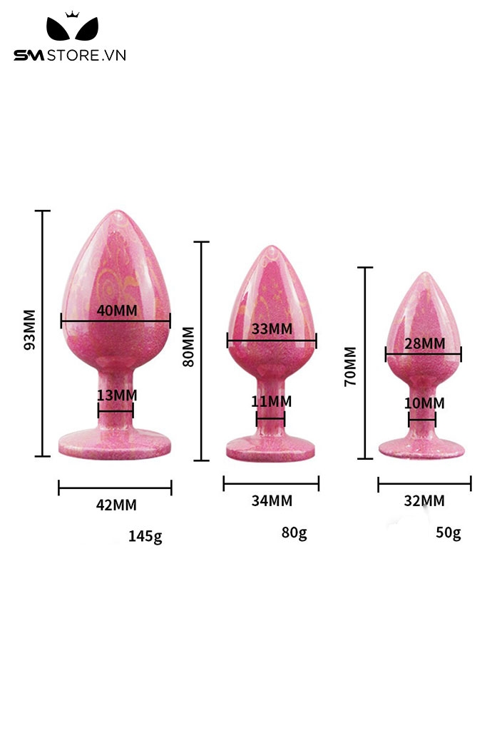 SMT4268 - Butt plug hình bông sen với phần đế loe rộng dài 70 80 và 93mm