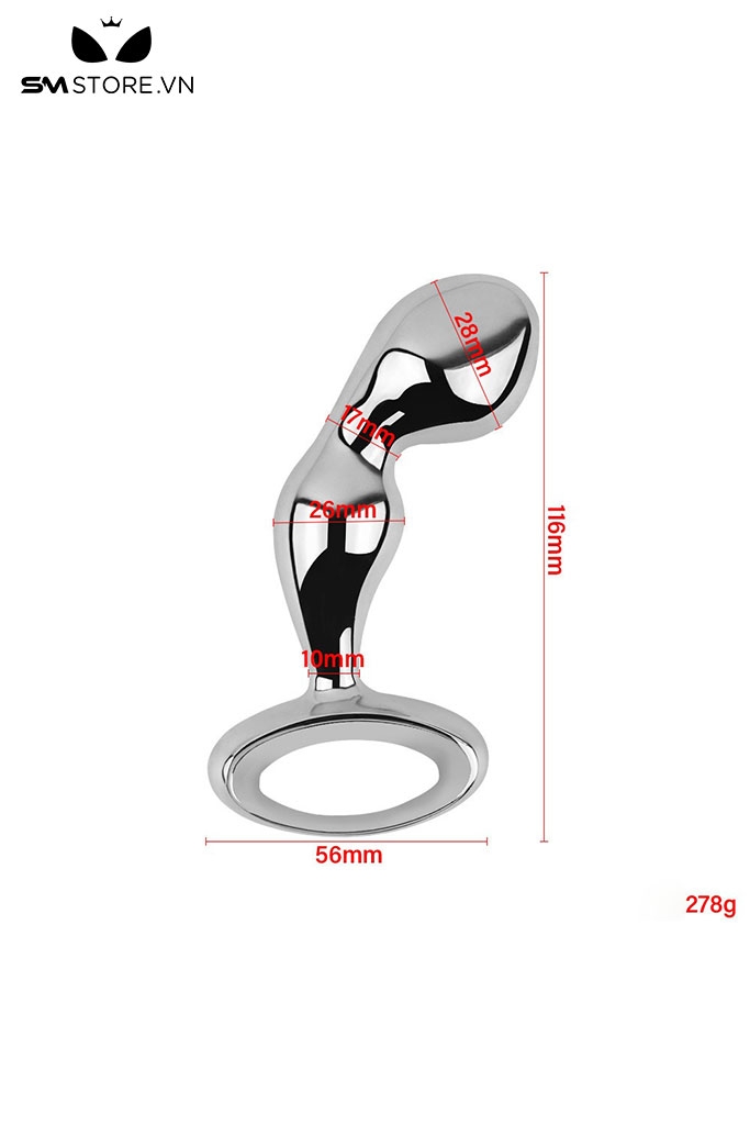 SMT4270 - Butt plug inox không gỉ phần đầu bo tròn và đuôi có tay cầm