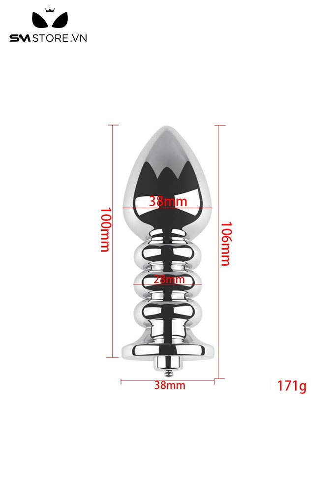 SMT4278 - Đồ chơi hậu môn inox xoắn ốc có vòng đeo đi kèm dài 106mm