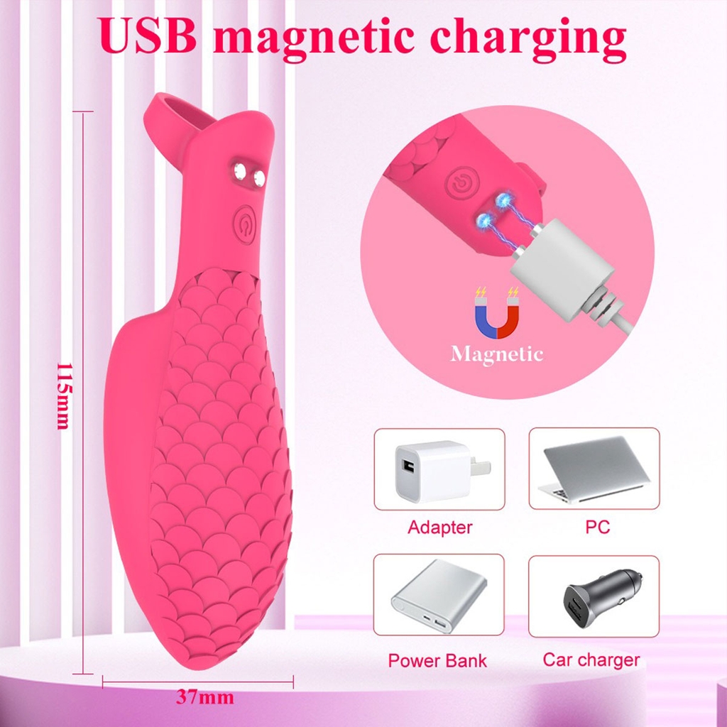 SMT4335 - Ngón tay rung silicon hình vảy cá có 10 chế độ và sạc điện