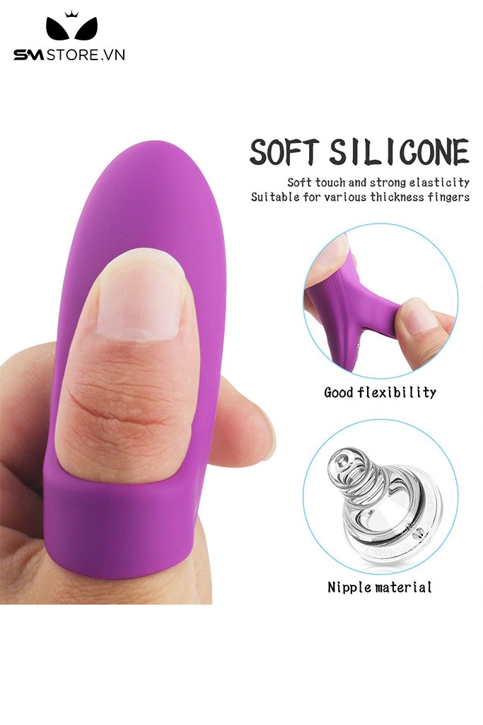 SMT4343 - Ngón tay rung silicon mềm co giãn có 10 tần số sạc điện