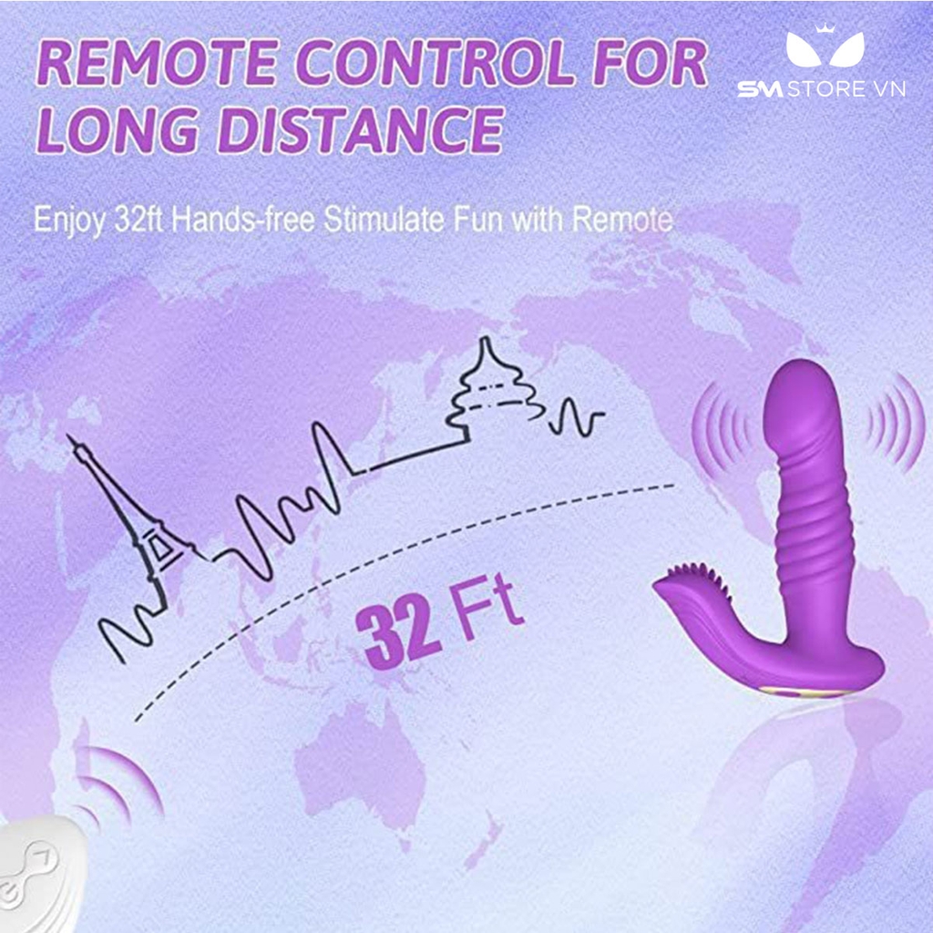 SMT4357 - Máy rung đầu dương vật có 7 chế độ thụt với đầu có lưỡi liếm