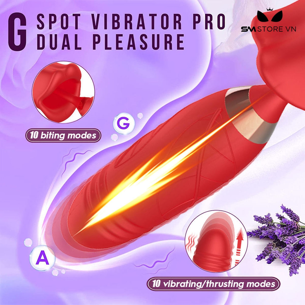 SMT4359 - Máy rung 2 đầu dương vật và đầu liếm tháo rời dài 253mm