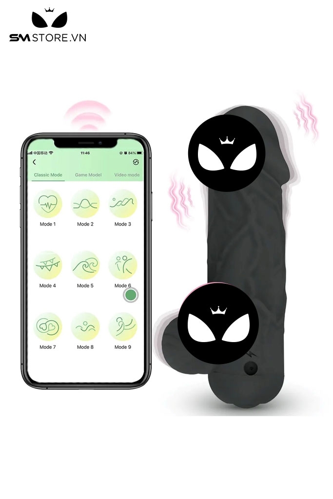 SMT4366 - Dương vật rung có bìu diều khiển qua APP và sạc USB