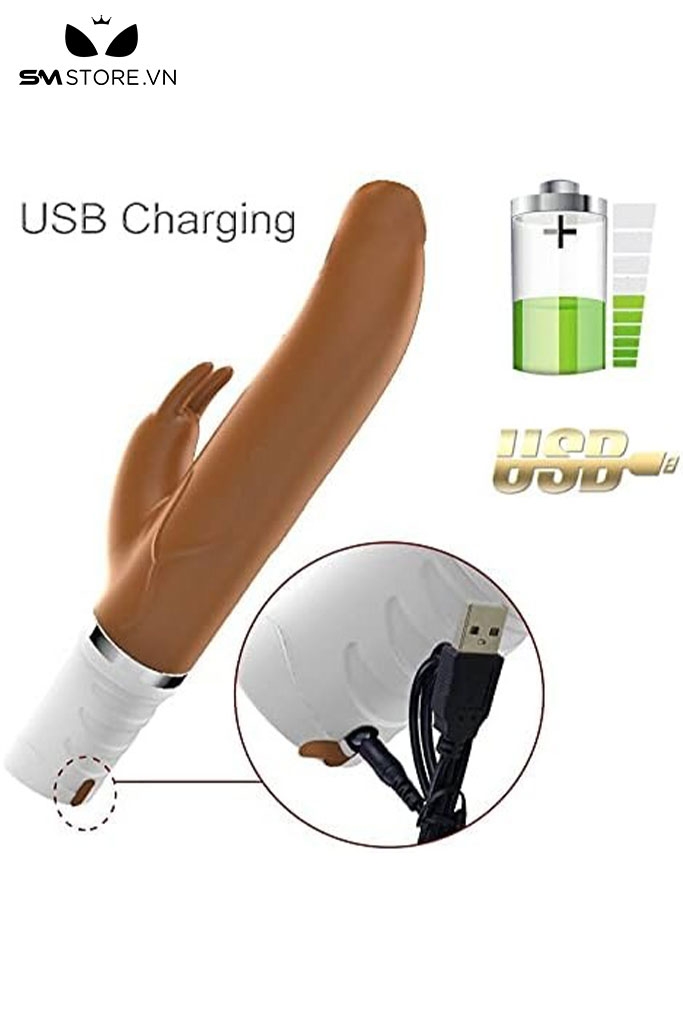 SMT4377 - Máy rung Pretty Love đầu dương vật có nhánh tai thỏ dài 12cm