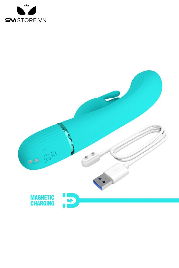 SMT4380 - Máy rung đầu dương vật có nhánh tai thỏ và 10 chế độ dài 20cm