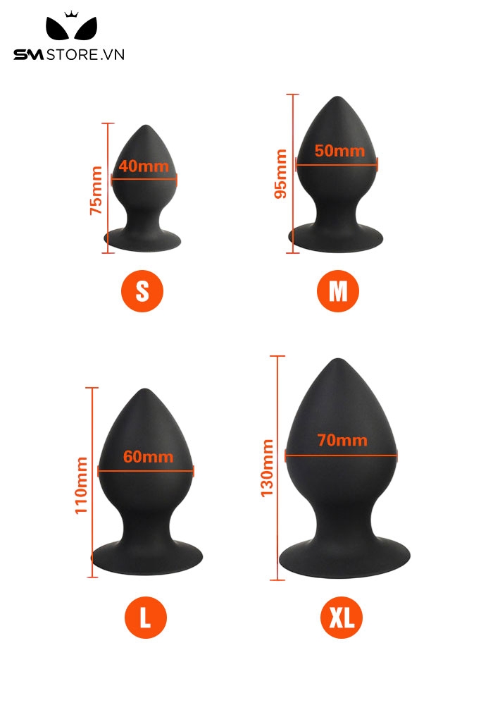 SMT439 - Butt plug silicon thân mập đế mỏng 4 size lựa chọn