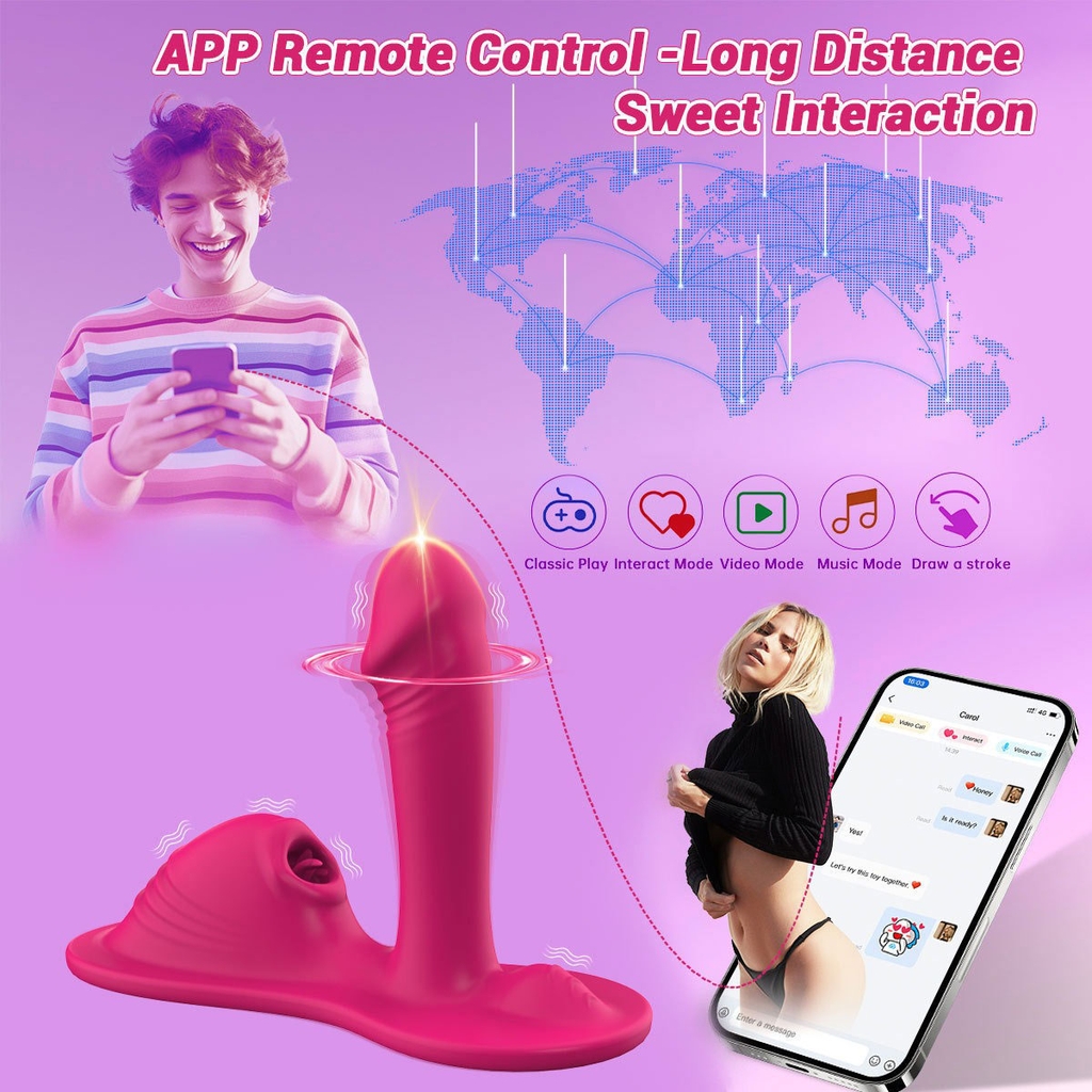 SMT4425 - Máy rung đầu dương vật có đế và lưỡi liếm sạc điện chống nước