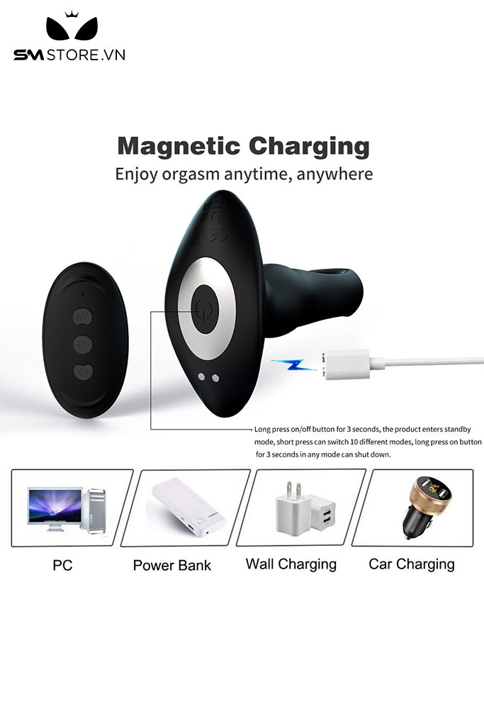SMT4434 - Máy rung hậu môn silicon rỗng giữa điều khiển từ xa dài 15.3cm