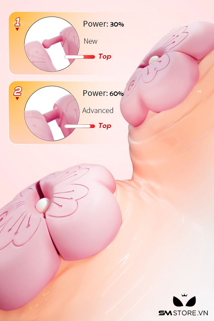 SMT4438 - Kẹp núm vú rung hình bông hoa điều khiển từ xa dài 5cm