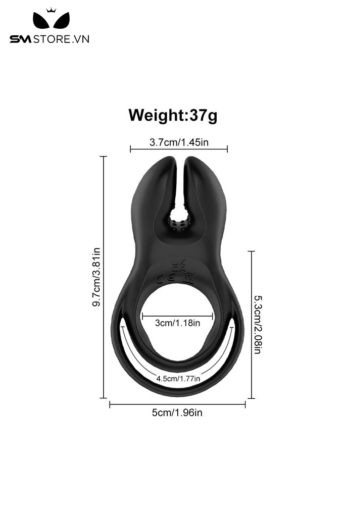 SMT4440 - Kẹp núm vú mix vòng đeo dương vật điều khiển từ xa dài 9.7cm
