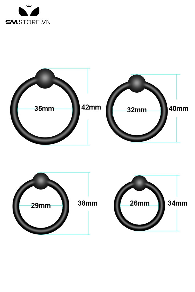 SMT4444 - Combo 4 vòng bi đeo dương vật silicon co giãn đàn hồi
