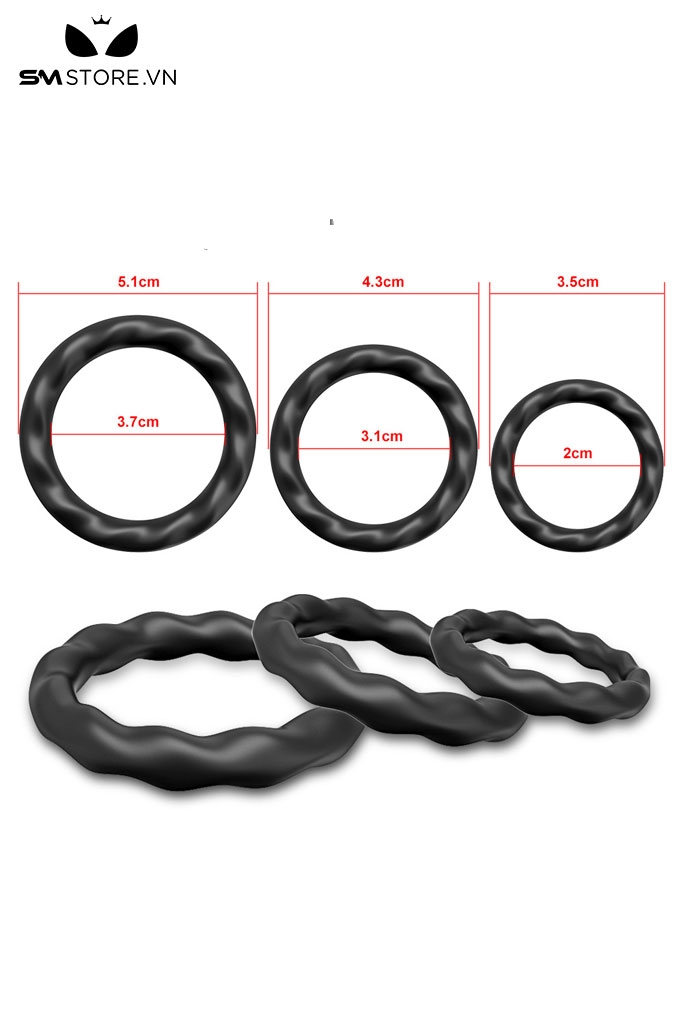 SMT4445 - Set 3 vòng đeo dương vật sóng nước dài 20 31 và 37mm