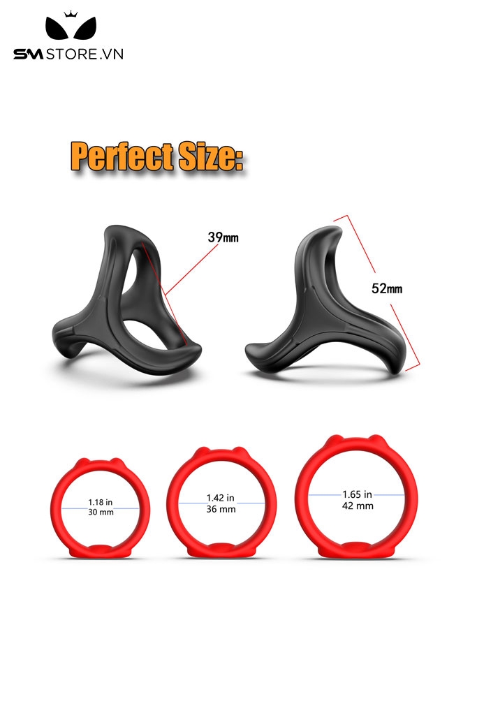 SMT4451 - Combo 7 vòng đeo gốc dương vật khóa tinh trùng hình tam giác