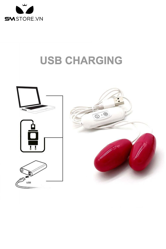 SMT4493 - Trứng rung có dây cỡ nhỏ 2 đầu sạc USB chất liệu nhựa