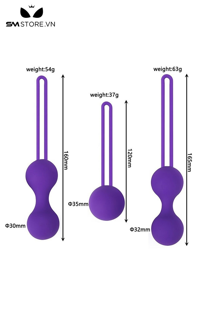 SMT4525 - Bóng tập kegel âm đạo thiết kế đôi silicon co giãn có 3 size