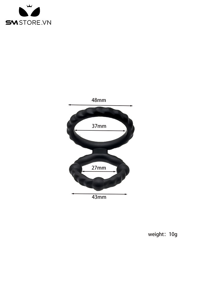 SMT4527 - Vòng đeo gốc dương vật đôi chất liệu silicon đàn hồi dài 48mm