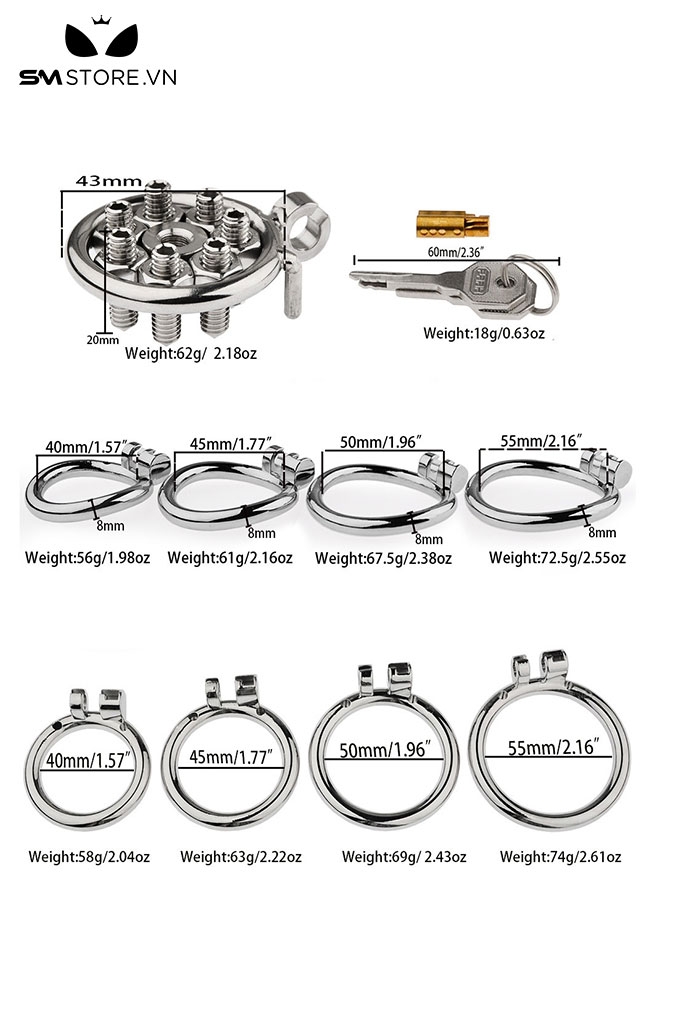 SMT4554 - Khóa dương vật mặt dẹt thiết kế các khe hở và lỗ thoáng khí