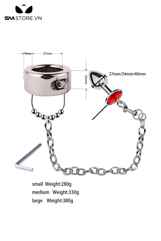 SMT4583 - Tạ đeo tinh hoàn đeo gốc dương vây mix dây nối butt plug