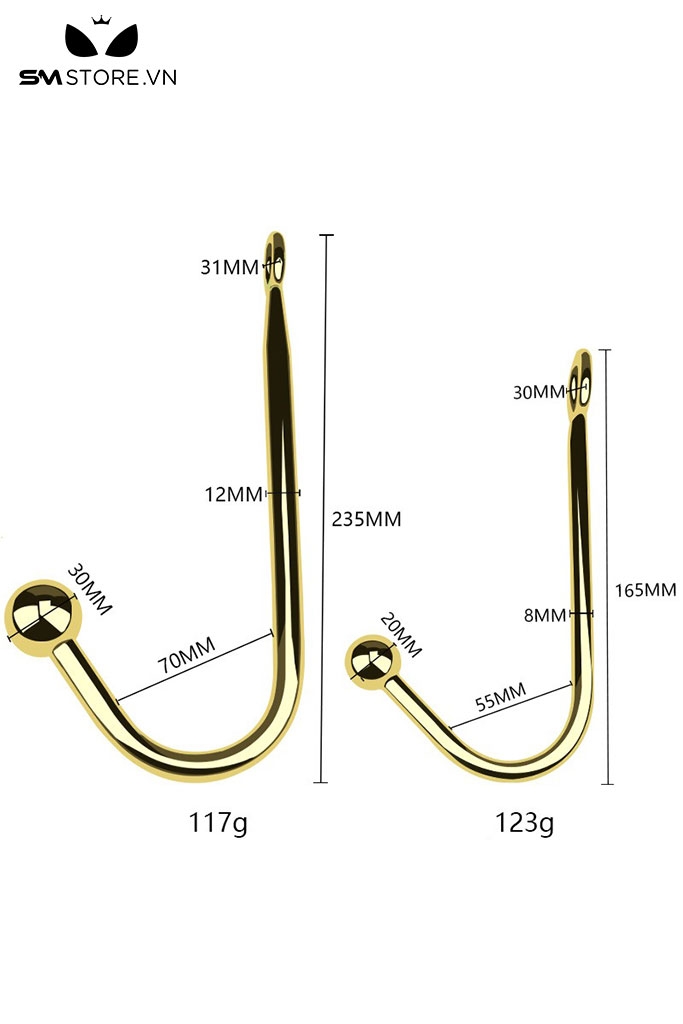SMT4585 - Anal hook kích thích điểm G hình chữ C với đầu hạt đơn