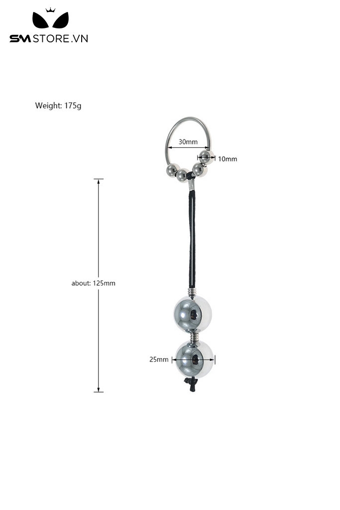 SMT4591 - Anal bead với chuỗi hạt bi tròn có vòng tròn inox