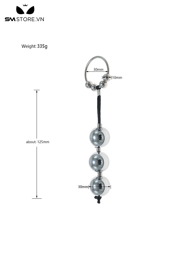 SMT4591 - Anal bead với chuỗi hạt bi tròn có vòng tròn inox