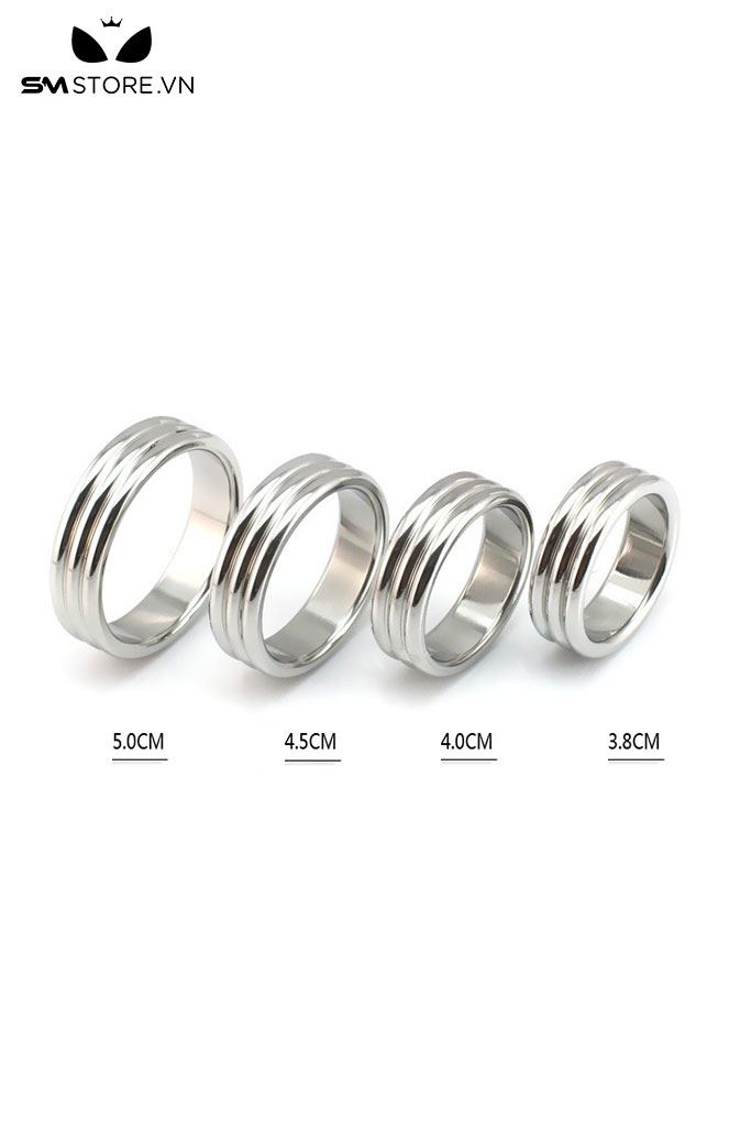 SMT4593 - Vòng đeo cu inox 3 vòng tròn trơn liền dài 38 40 45 và 50mm