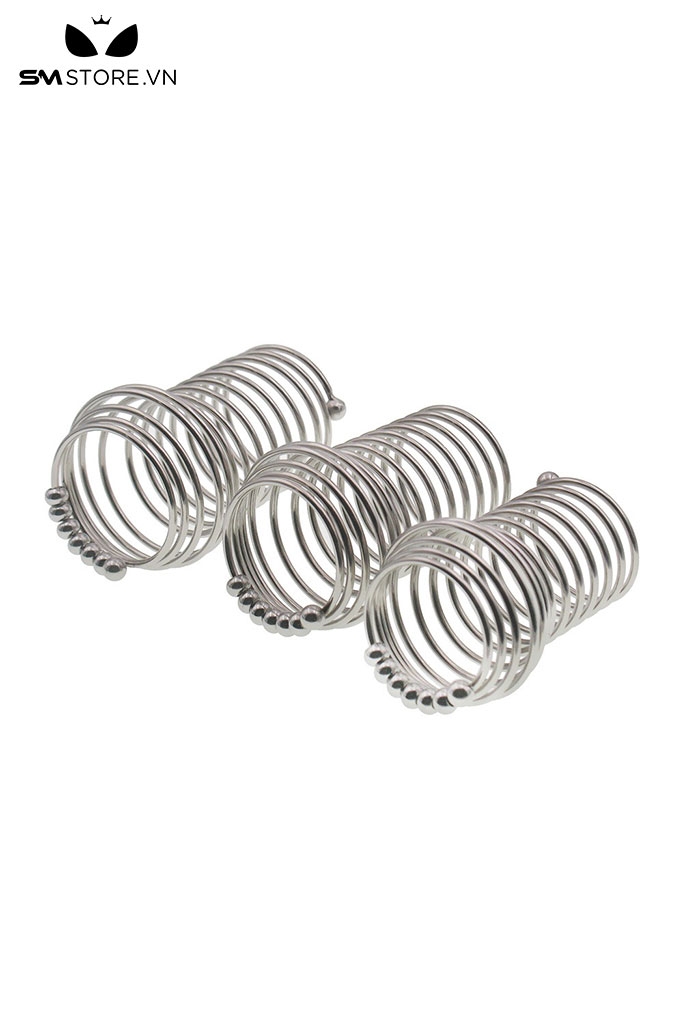 SMT4596 - Vòng đeo cu inox dạng lò xo gắn kèm bi dài 60 64 và 68mm