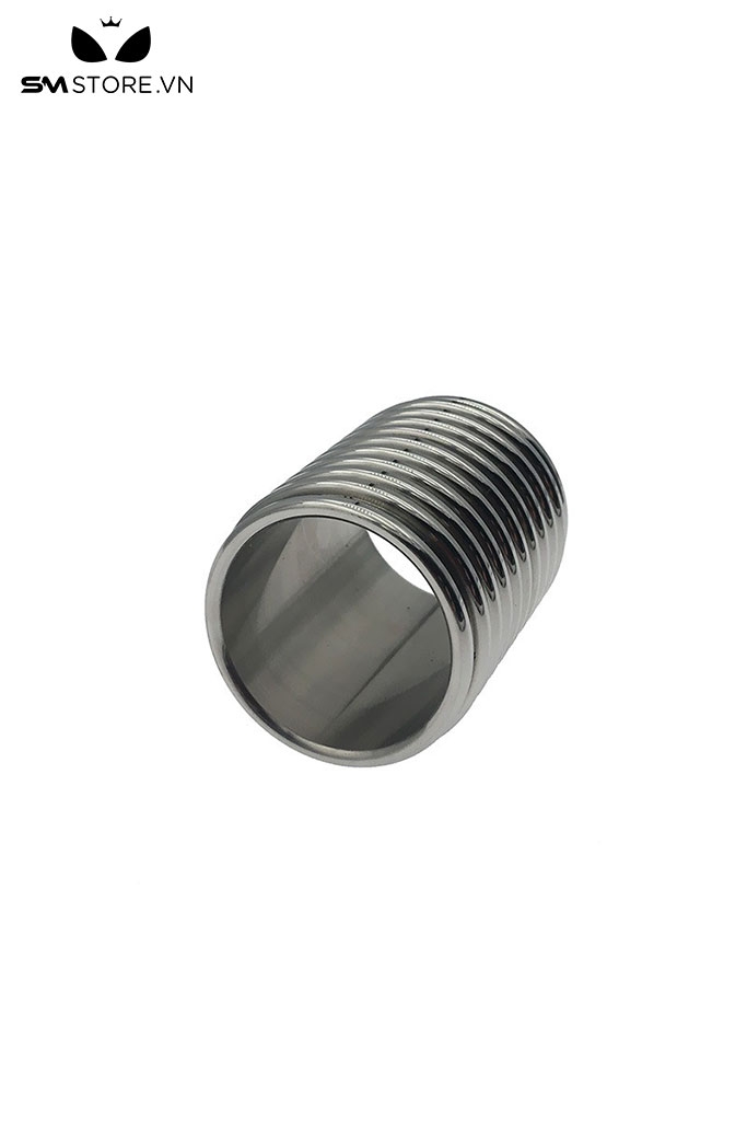 SMT4597 - Vòng đeo dương vật inox dạng ống trụ với các khía vòng
