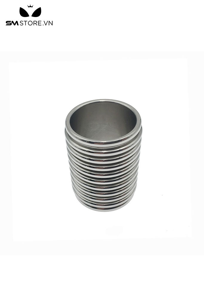 SMT4597 - Vòng đeo dương vật inox dạng ống trụ với các khía vòng
