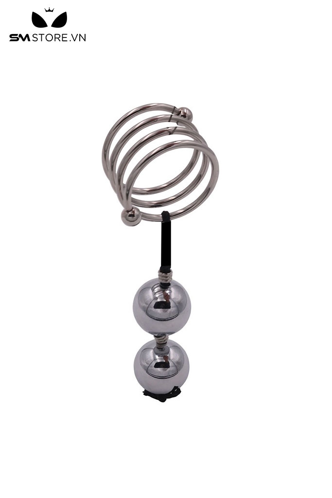 SMT4599 - Tạ đeo tinh hoàn inox không gỉ đính kèm bi đôi hình lò xo