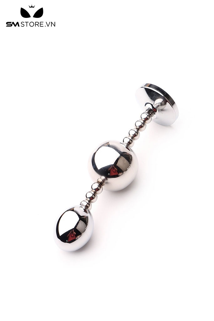 SMT4607 - Butt plug thiết kế bi đôi dạng hạt kéo với đế loe rộng
