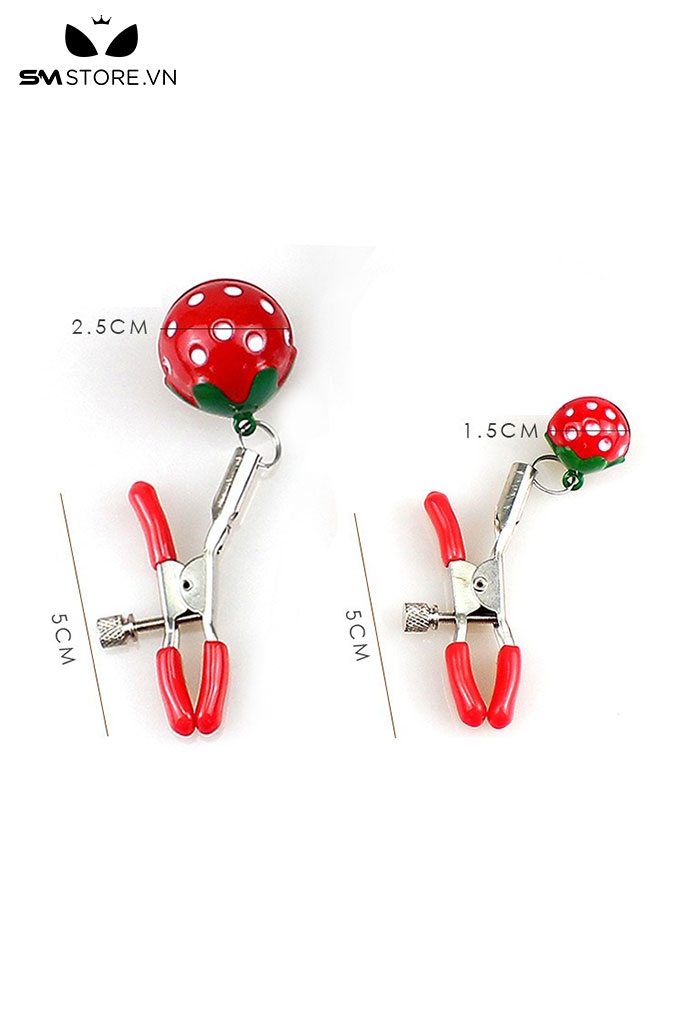 SMT4610 - Kẹp núm vú inox mix quả dâu tây có nấc chỉnh dài 5 và 5.5cm