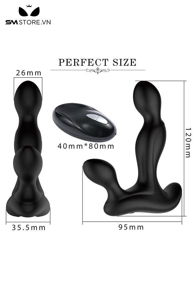 SMT4626 - Máy rung hậu môn 2 đầu dài 12cm silicon điều khiển từ xa