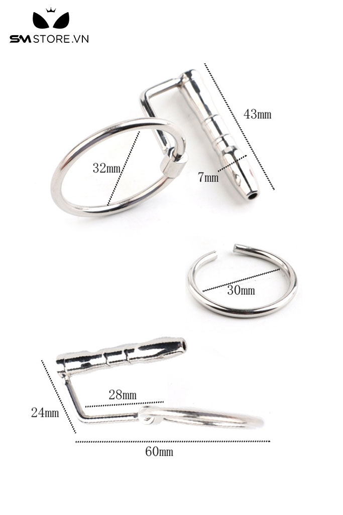 SMT463 - Souding dạng ống inox có lỗ gắn vòng đeo dương vật