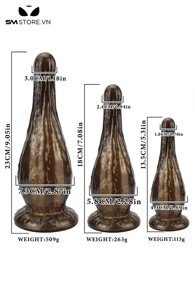 SMT4637 - Anal huge dáng bình hoa có đế dính tường dài 13 18 và 23cm