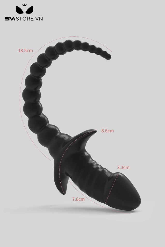 SMT4642 - Đuôi chó cosplay với chuỗi hạt silicon co giãn dài 18.5cm