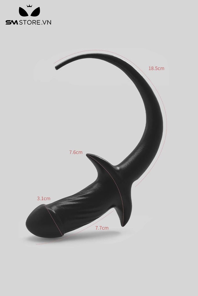 SMT4643 - Cosplay đuôi chó silicon đàn hồi dài 18.5cm thiết kế trơn dài
