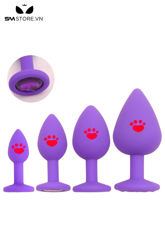 SMT4644 - Butt plug móng vuốt mèo đính đá silicon có 5 kích cỡ