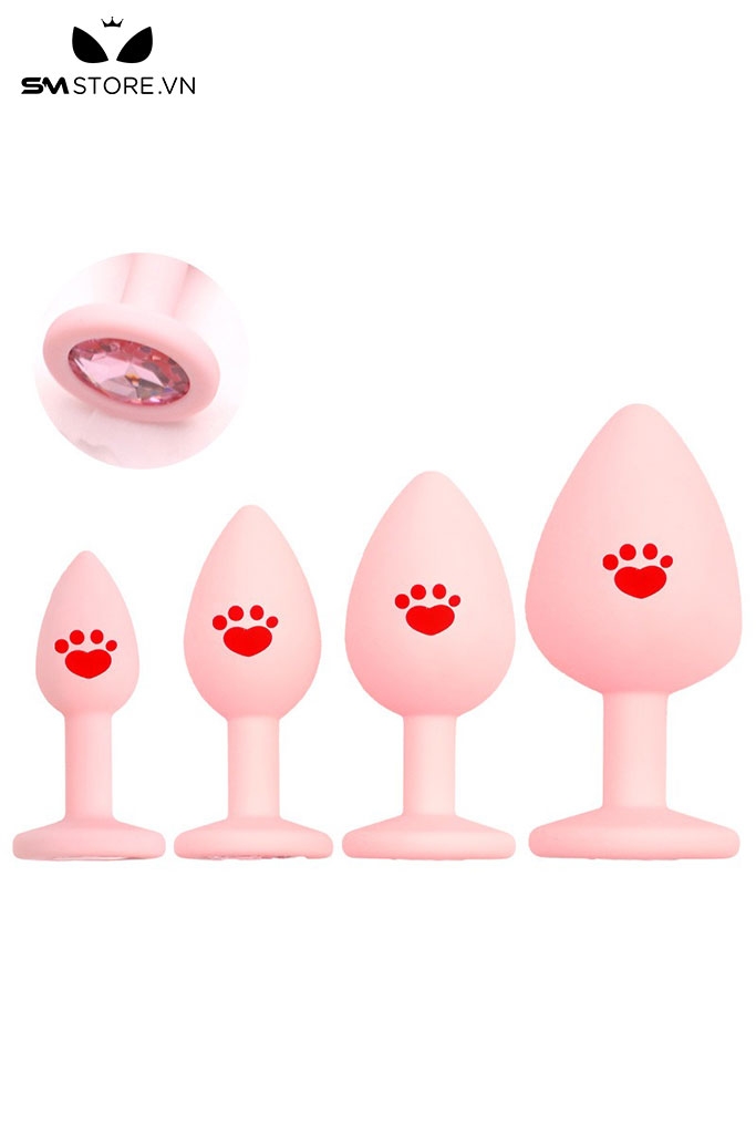 SMT4644 - Butt plug móng vuốt mèo đính đá silicon có 5 kích cỡ