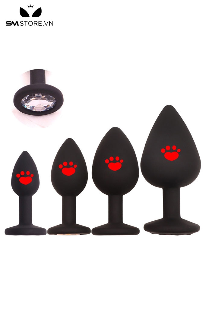 SMT4644 - Butt plug móng vuốt mèo đính đá silicon có 5 kích cỡ