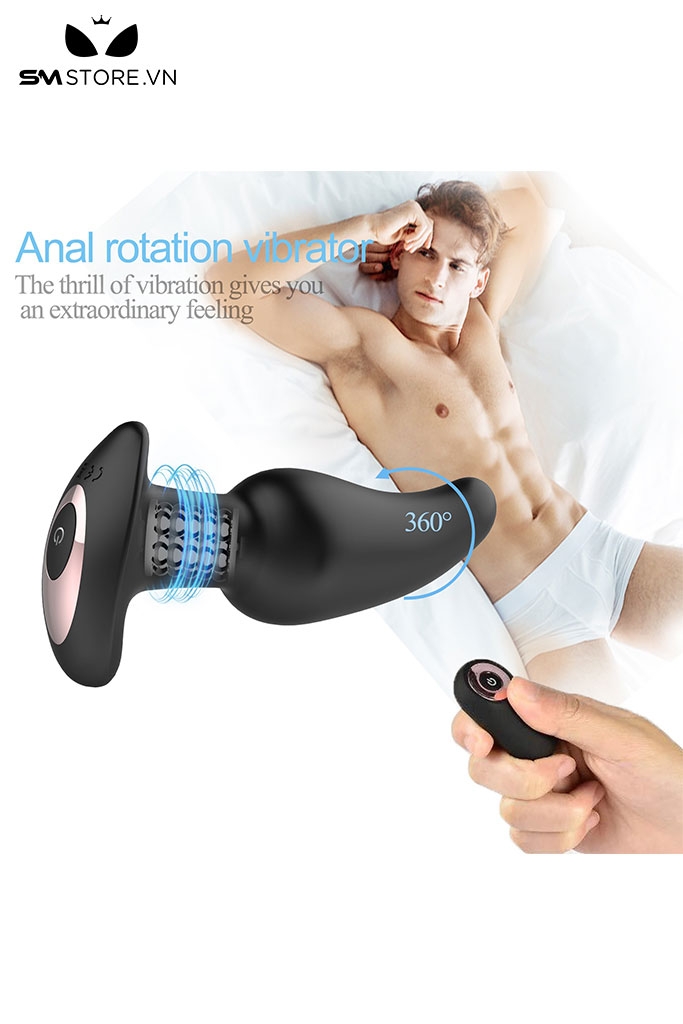 SMT4647 - Máy rung hậu môn silicon xoay 360 độ sạc điện điều khiển xa