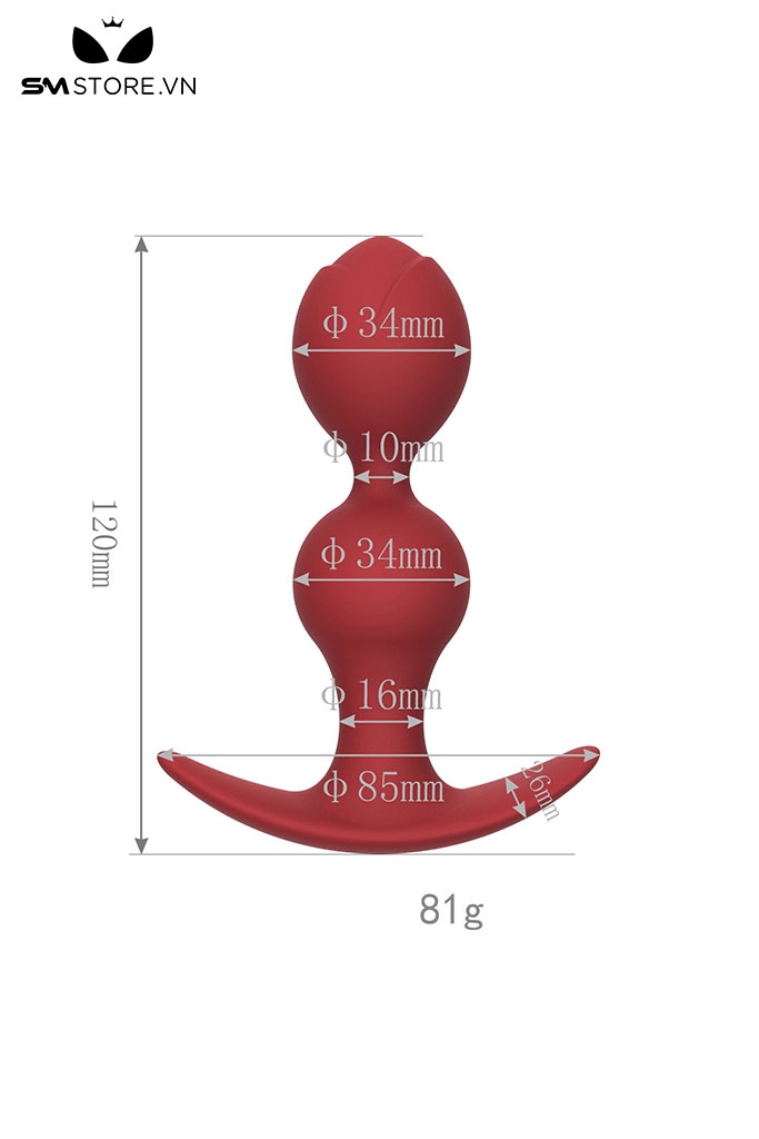 SMT4651 - Đồ chơi hậu môn anal beads 2 tầng với nụ hoa hồng dài 12cm